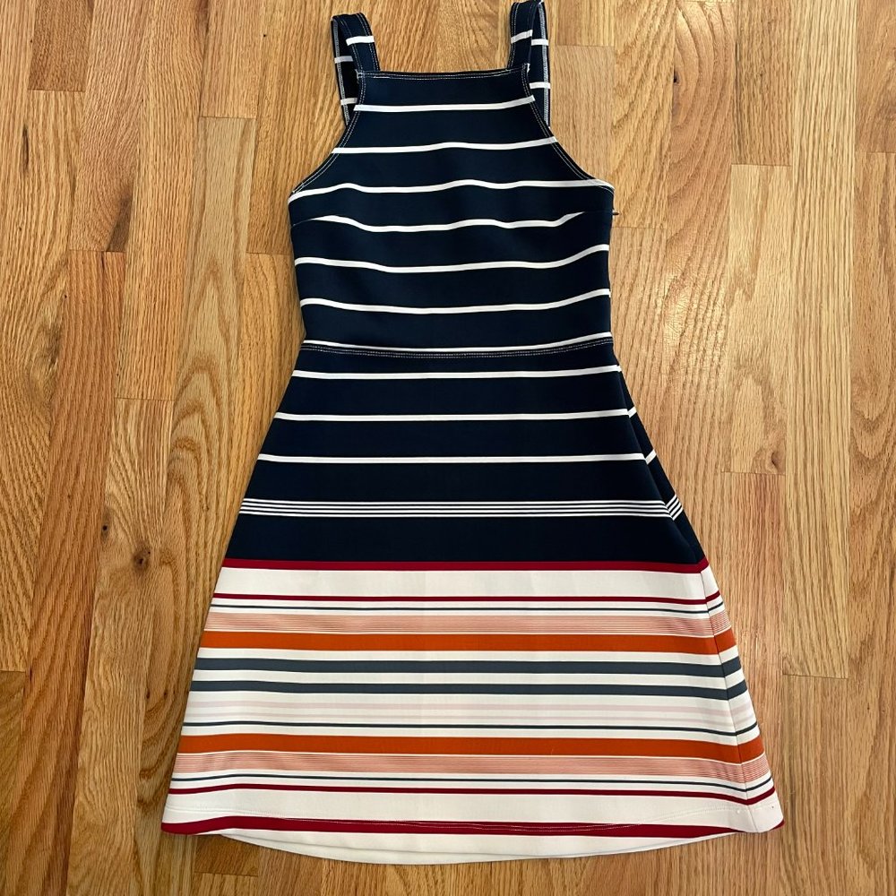 Abercrombie Neoprene Square Neck Dress Navy Stripe Women’s XS - Picture 11 of 12